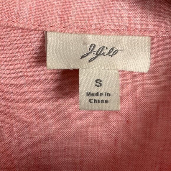 J. Jill Blouse Women Small Pink Embroidery Floral Shacket Linen Cottage Core - Picture 3 of 10